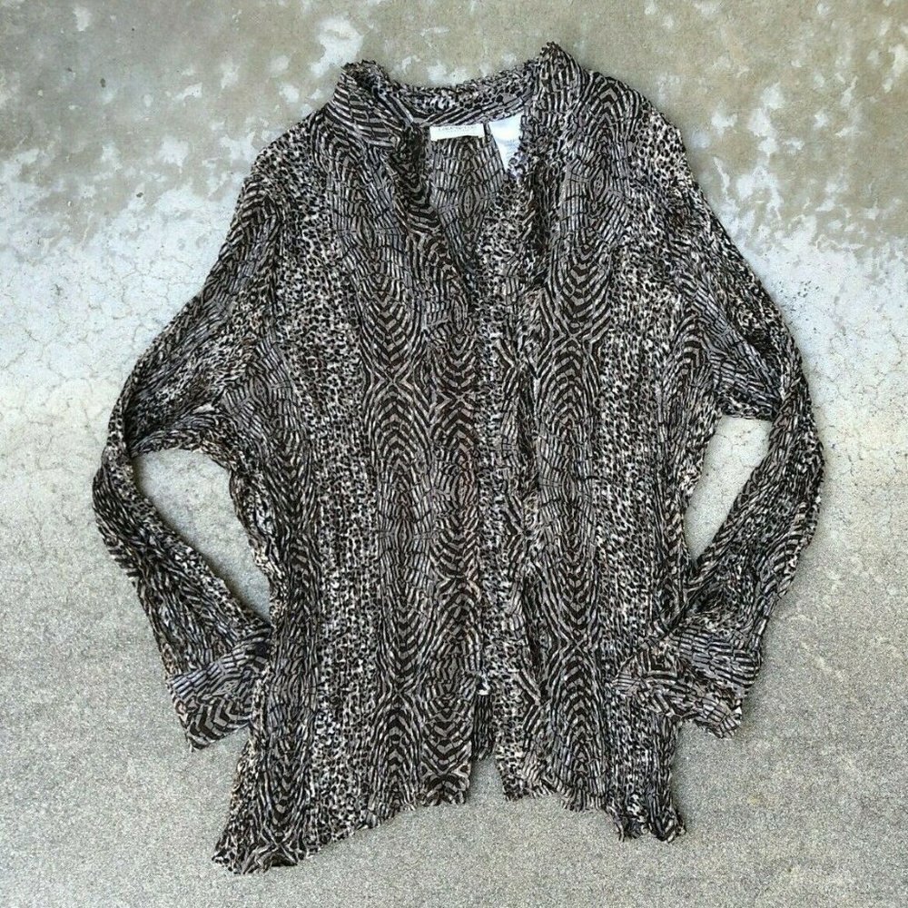 Laura Plus Petite Stretch Ruffle Button Blouse Top​​​​​​​